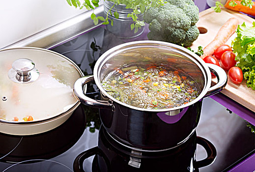 锅,蔬菜汤,炊具,厨房
