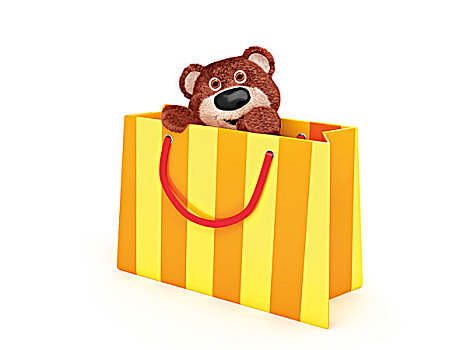 插画,泰迪熊,购物袋