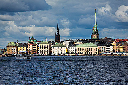 水岸,格姆拉斯坦,老城,骑士岛,教堂,左边,老,德国,右边,斯德哥尔摩,瑞典