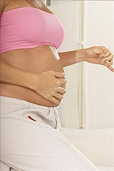 孕妇,接触,腹部