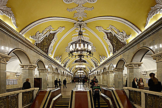 天花板,特写,莫斯科,地铁,俄罗斯