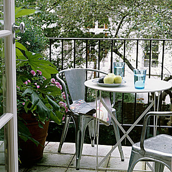 金属,椅子,小酒馆,桌子,露台,花园,风景