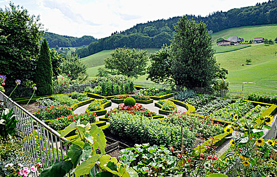 别墅花园,床,砾石,小路,瑞士