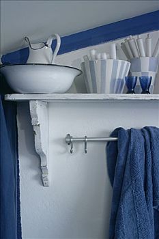 浴室,器具,水罐,罐,蜡烛,蓝色,毛巾