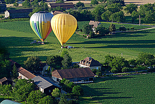 航拍,乡野,风景,热气球