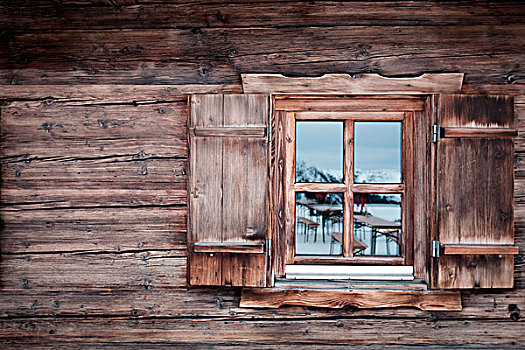 反射,玻璃窗,木屋,科夫斯坦,提洛尔,奥地利