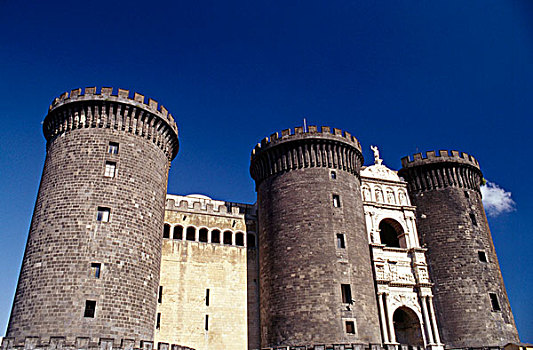 仰视,城堡,那不勒斯,意大利