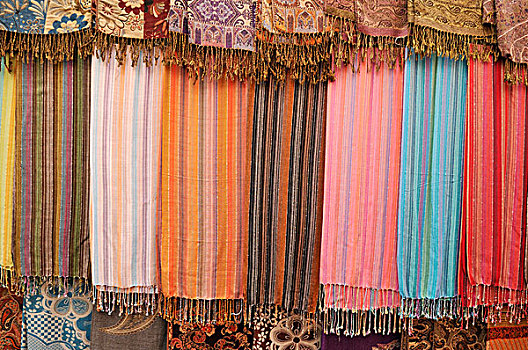 彩色,丝绸,围巾,麦地那,世界遗产,马拉喀什,摩洛哥,北非