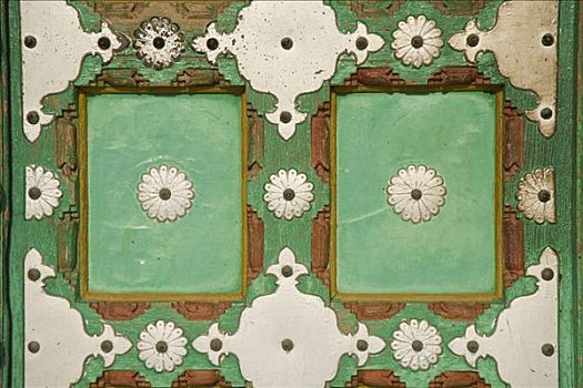 绿色,门,特写,墓葬碑,白色,大理石,纪念,拉贾斯坦邦,印度
