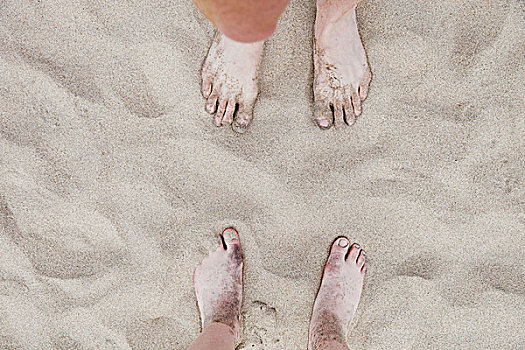 一对,脚,沙子
