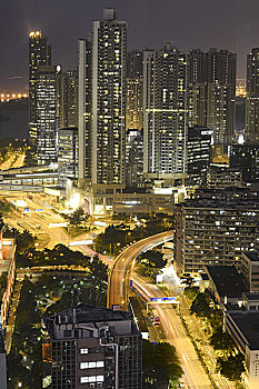 夜景,香港九龙深水埗区