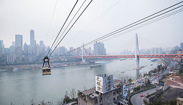 重庆,跨海大桥,临江