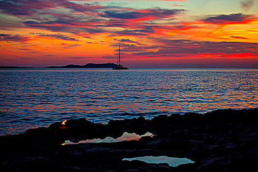 伊比萨岛,日落,巴利阿里群岛,西班牙