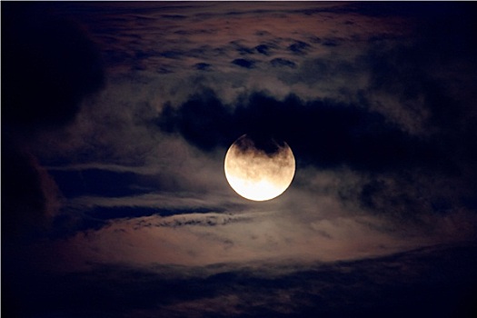 漂亮,夜景,满月