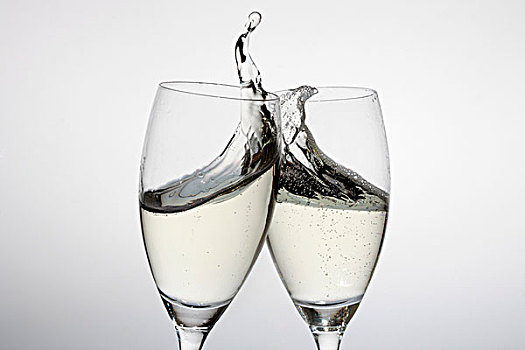 祝酒,两个,玻璃杯,香槟