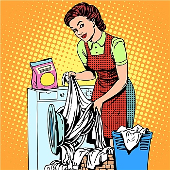 女人,衣服,洗衣机