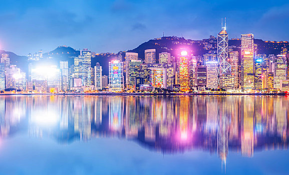 香港建筑景观天际线和建筑局部景观