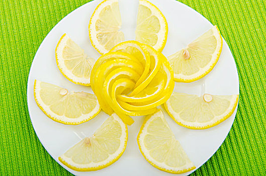 柠檬片,盘子