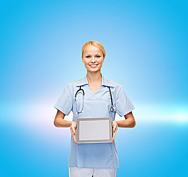 卫生保健,医疗,科技,概念,微笑,女医生,护理,平板电脑,电脑