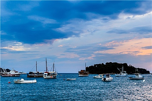 游艇,船,靠近,日落,克罗地亚