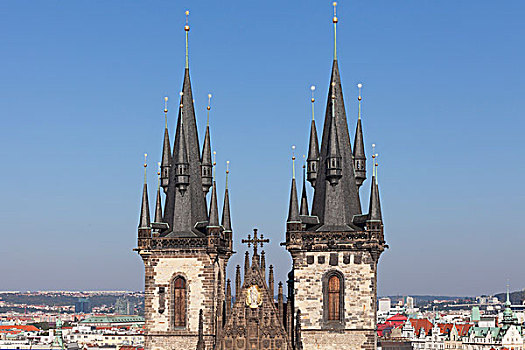 塔,泰恩教堂,提恩教堂,布拉格,波希米亚,捷克共和国,欧洲