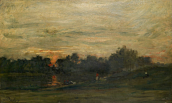 风景,日落,19世纪,艺术家