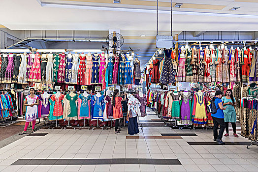 新加坡,小印度,市场,衣服,顾客,女业务员