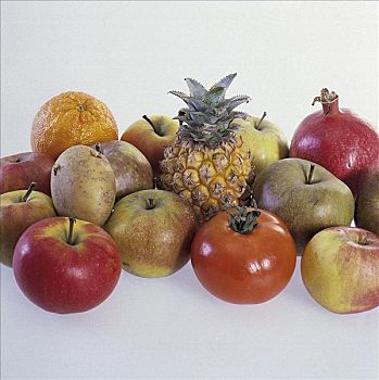 果蔬,苹果,西红柿,土豆,橙色,石榴,食物