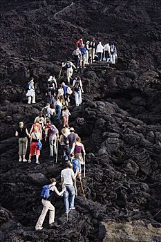 游客,远足,火山,危地马拉