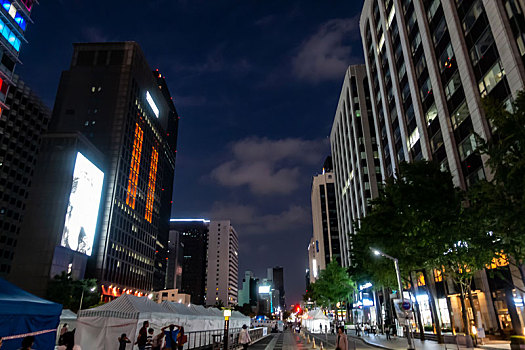 韩国首尔现代建筑夜景风光