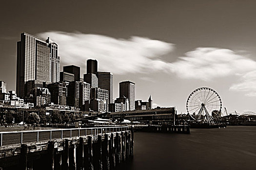 西雅图,水岸,风景,城市,建筑