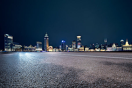 上海城市风光道路夜景