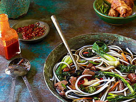 越南,面条,新鲜,蔬菜,肉汤