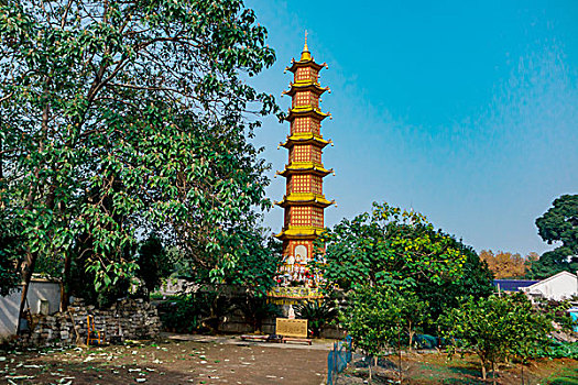 湖南长沙古开福寺－佛殿,钟鼓楼,古银杏,佛塔