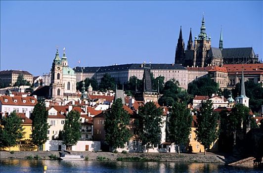 捷克,布拉格,俯视,城堡