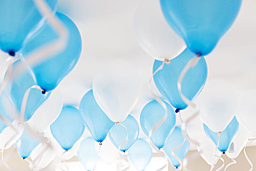 蓝色,气球,白色,天花板