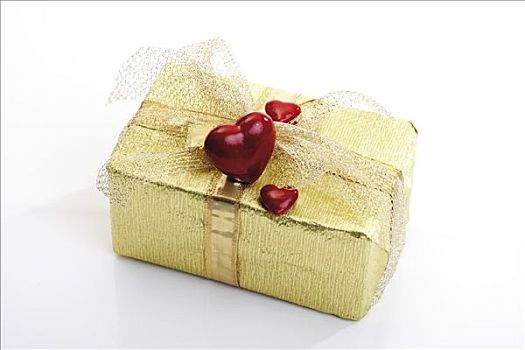 礼物,包装,金色,礼品包装,红色,蝴蝶结