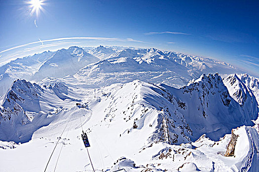 俯拍,积雪,山峦,阿勒堡,奥地利,阿尔卑斯山,提洛尔