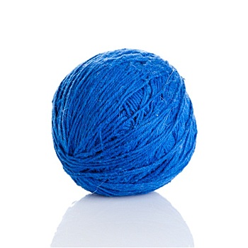 蓝色,毛织品,纱线,球,隔绝,白色背景