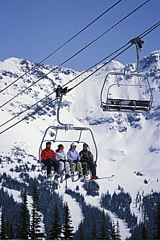 滑雪者,空中缆椅,不列颠哥伦比亚省,加拿大