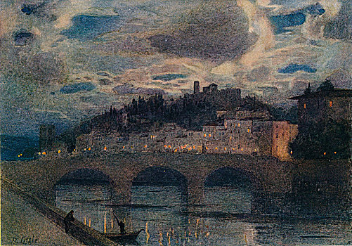 月光,阿诺河,佛罗伦萨,艺术家,小