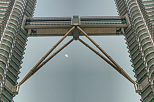 天桥,双子塔,月亮,吉隆坡,马来西亚,东南亚
