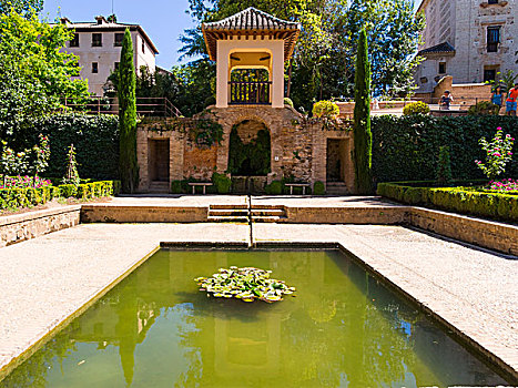 花园,喷泉,阿尔罕布拉,世界遗产,格拉纳达省,西班牙,欧洲
