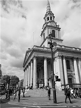 黑白,圣马丁,教堂,伦敦