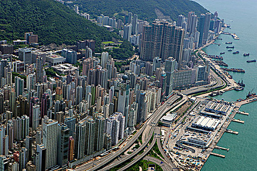 航拍,远眺,西部,香港