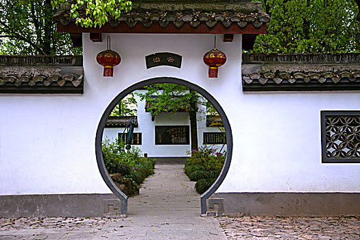 中国园林建筑门和影壁墙