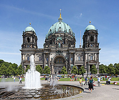 柏林大教堂,喷泉,柏林,德国,欧洲