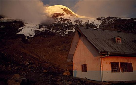 小屋,顶峰,山,厄瓜多尔,南美