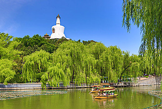 北京,城市,北海公园,湖,白色