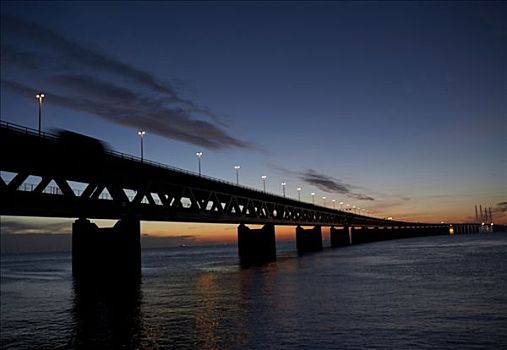 桥,夜晚,瑞典